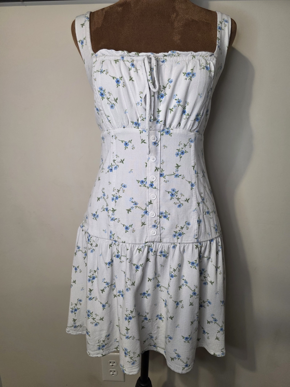 Wild Fable Blue Floral Babydoll Mini Dress | Cottagecore Coquette Sundress |
